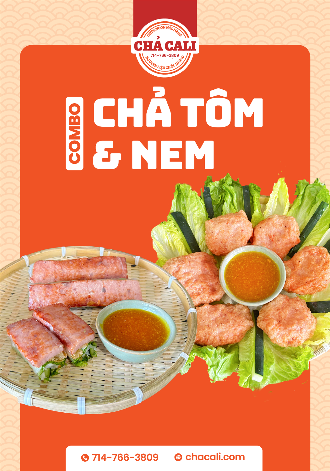 Medium Shrimp Cakes & BBQ Pork - Chả Tôm & Nem Vừa (4ChaTom 3N Free 1N)