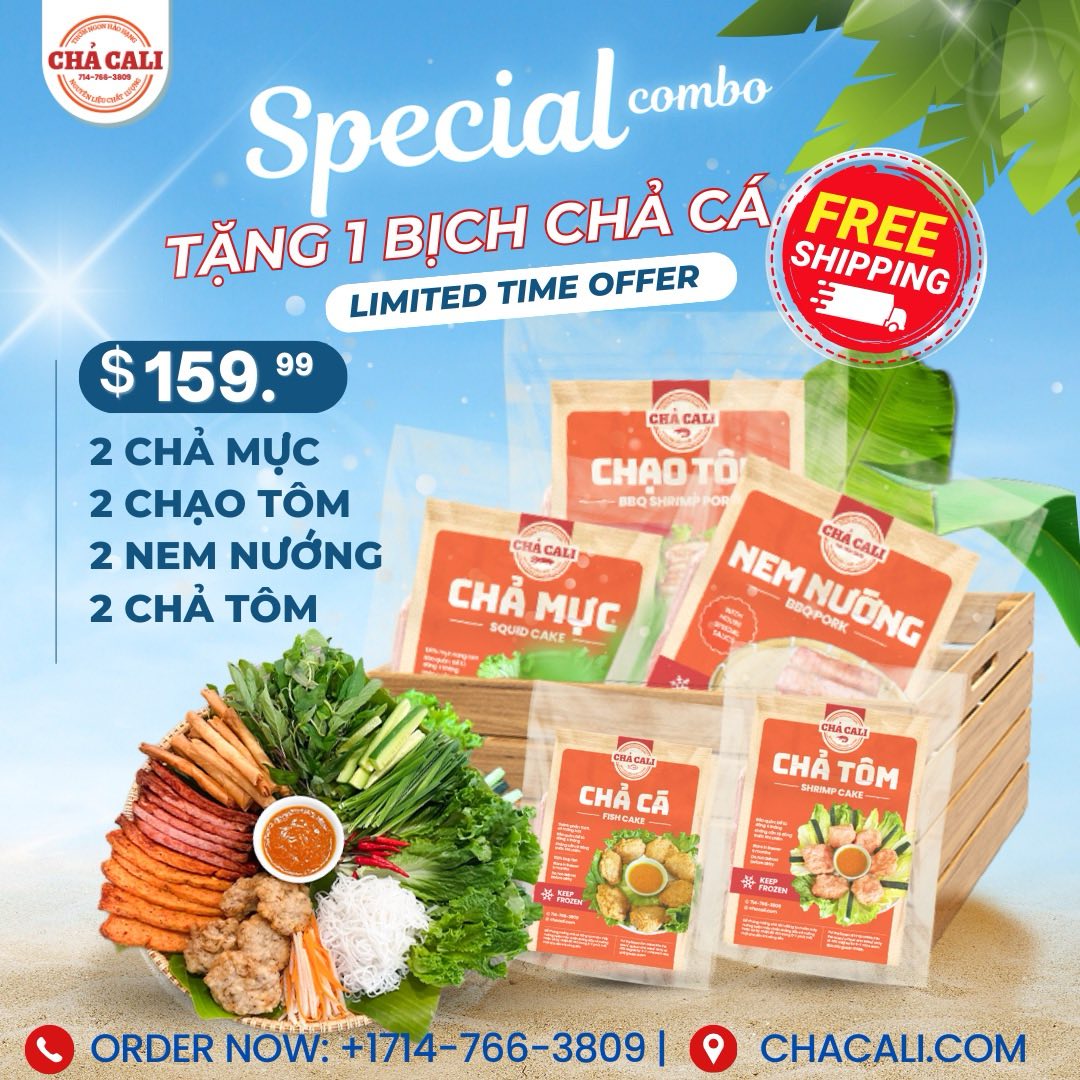 THÙNG SPECIAL LIMITED (5-IN-1 BOX) (2ChảMực 2ChảTôm 2ChạoTôm 2NemNướng & Free 1Chảcá)